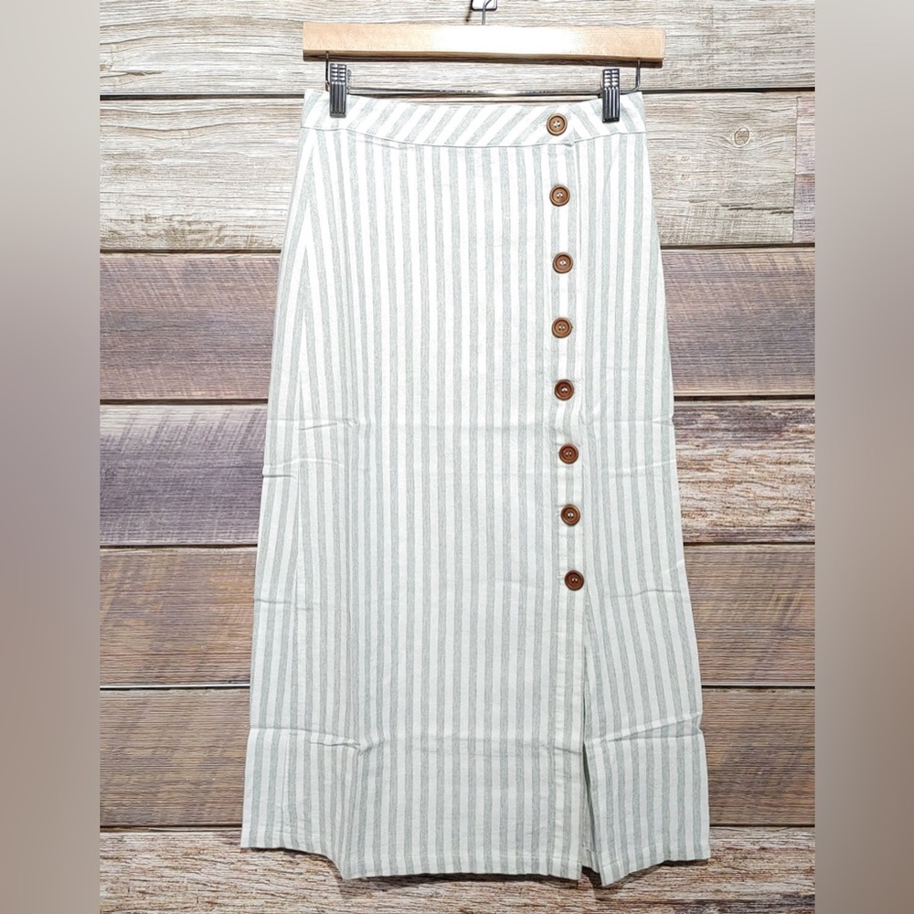 Never Worn-Rusty Brand Coastal Midi Skirt Bottle Stripe